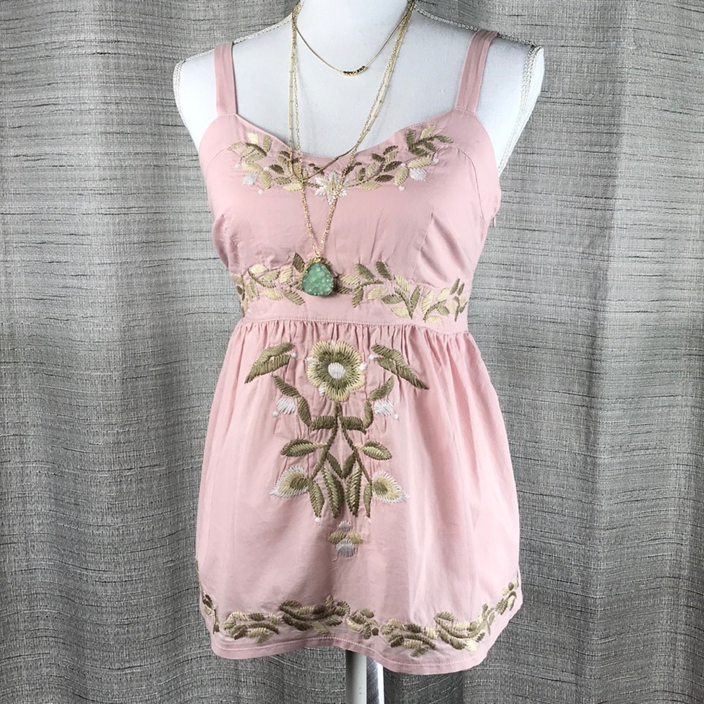 Have & Have Pale Pink Embroidered Tank